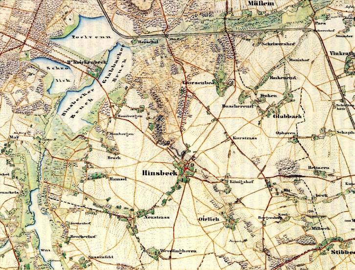 Hinsbeck 1844 Karte