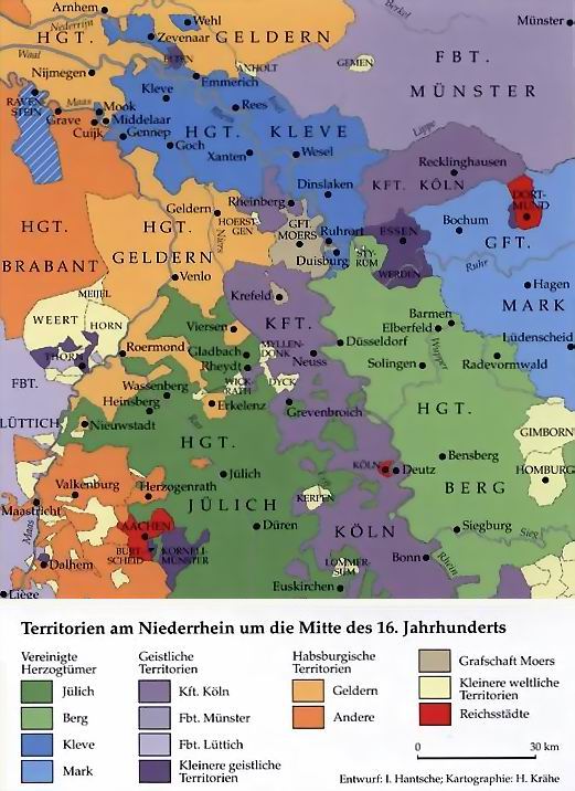 Niederrheinische Territorien Mitte 16. Jahrhundert