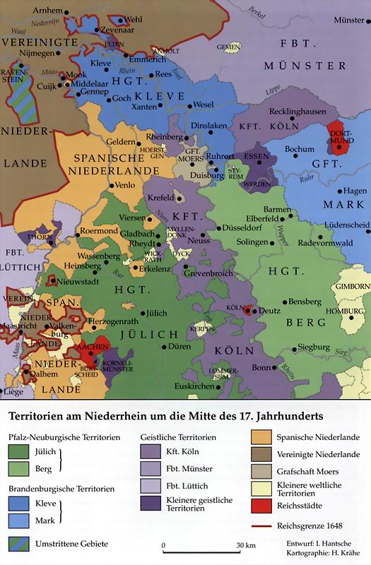 Niederrheinische Territorien Mitte 17. Jahrhundert